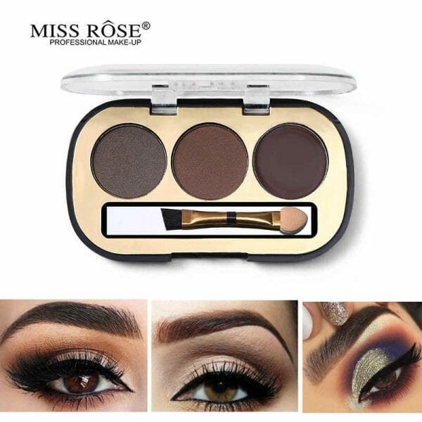 Buy Best Miss Rose 3 Colors Eyebrow Powder Palette With Brush Online @ HGS Cosmetics