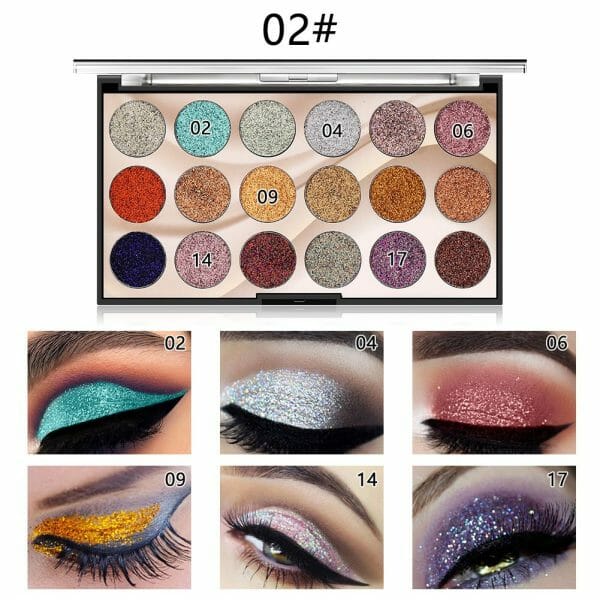 Buy Best MISS ROSE 18-Color Sequin Glitter Eyeshadow Palette Online @ HGS Cosmetics