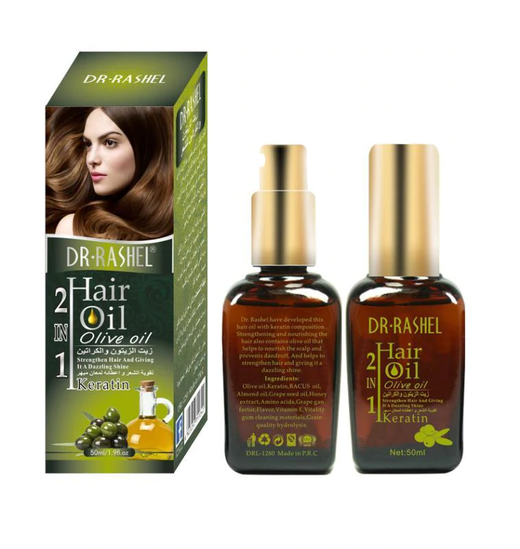 DR RASHEL 2 In 1 Keratin + Olive Hair Oil - HGS Cosmetics