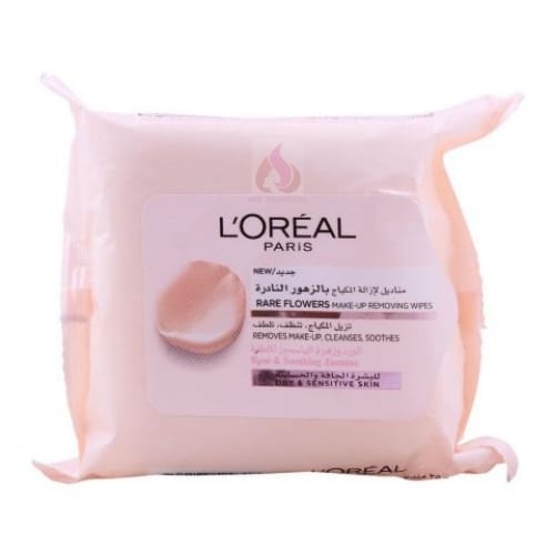 L'Oréal Rare Flowers Makeup Removing Wipes Dry & Sensitive Skin - 25Pack