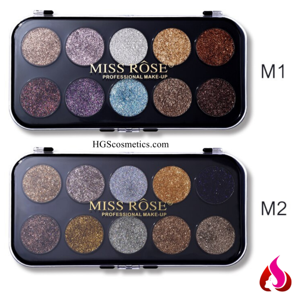 Miss Rose 10 Colors Glitter Eyeshadow Palette